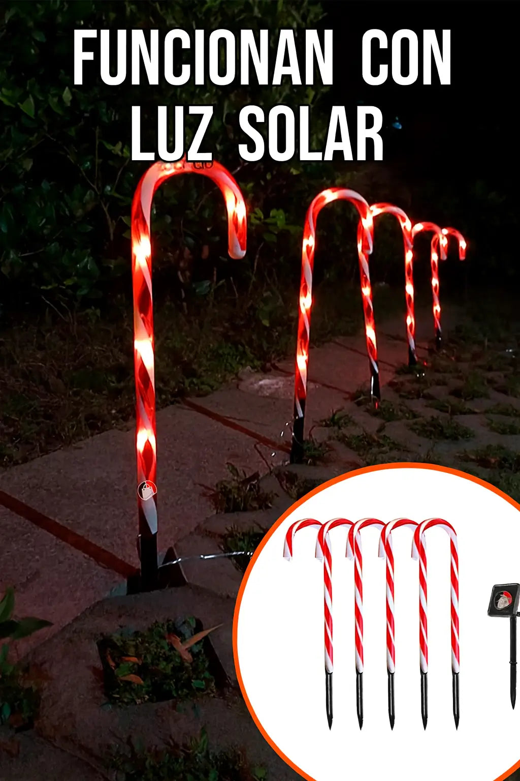 Bastones solares navideños-ilumina tu navidad ahorrando energia-🎁Paga 5 y te llevas 5 adicionales