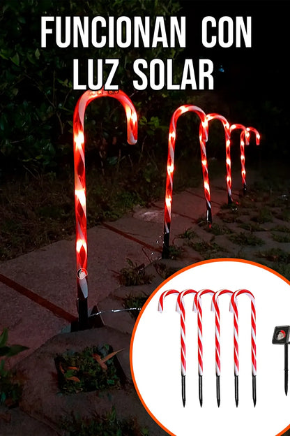 Bastones solares navideños-ilumina tu navidad ahorrando energia-🎁Paga 5 y te llevas 5 adicionales