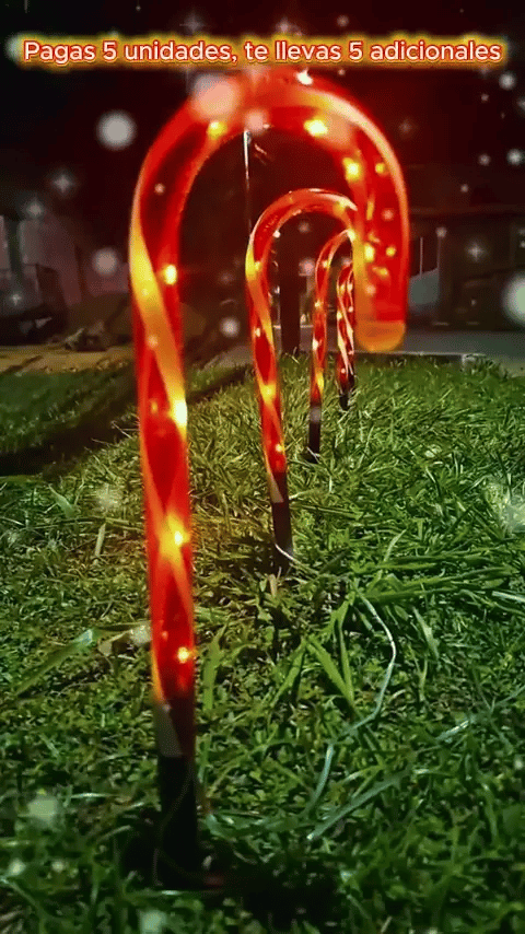 Bastones solares navideños-ilumina tu navidad ahorrando energia-🎁Paga 5 y te llevas 5 adicionales